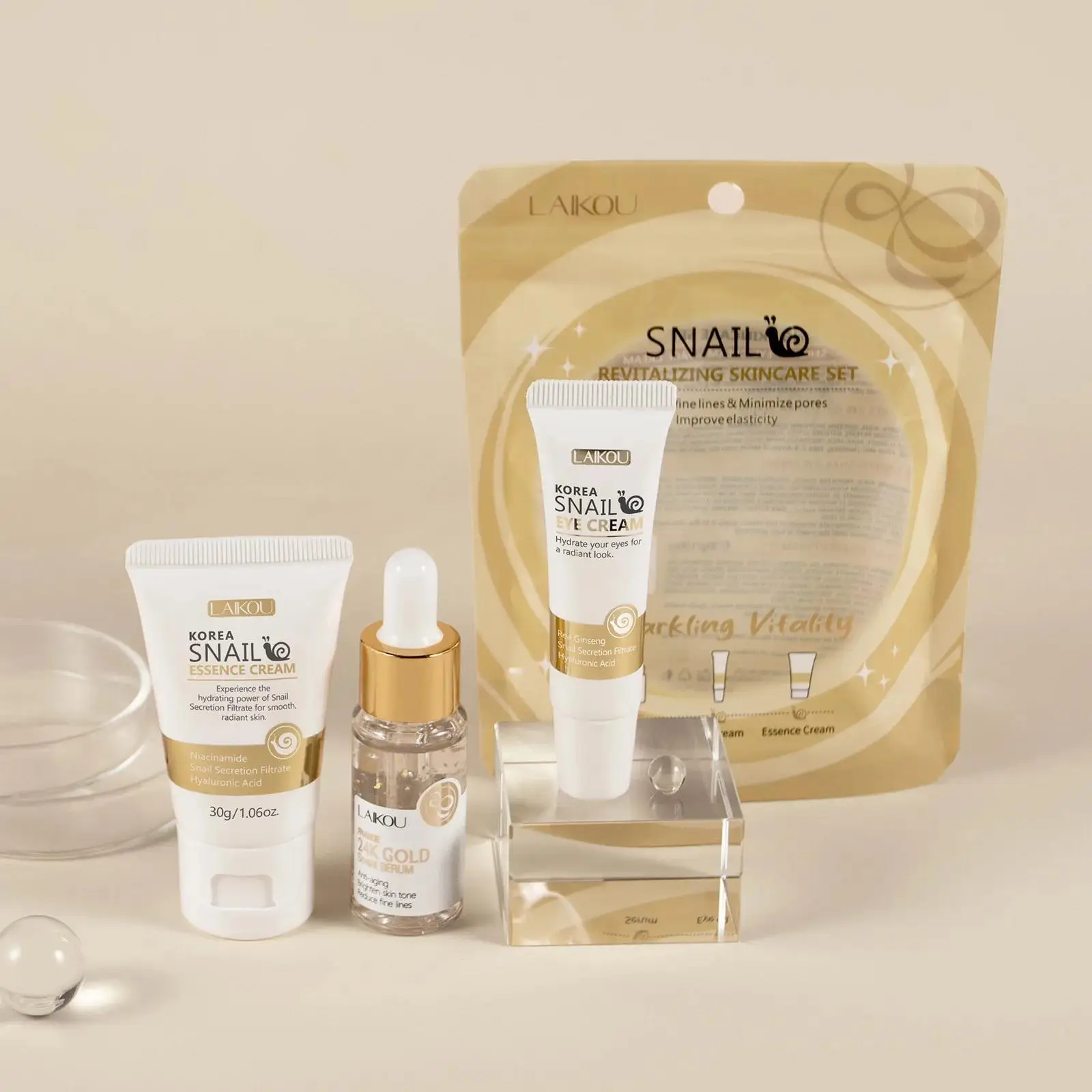 Luxury Skincare Sets - 24K 골드 달팽이 리페어 세럼 아이