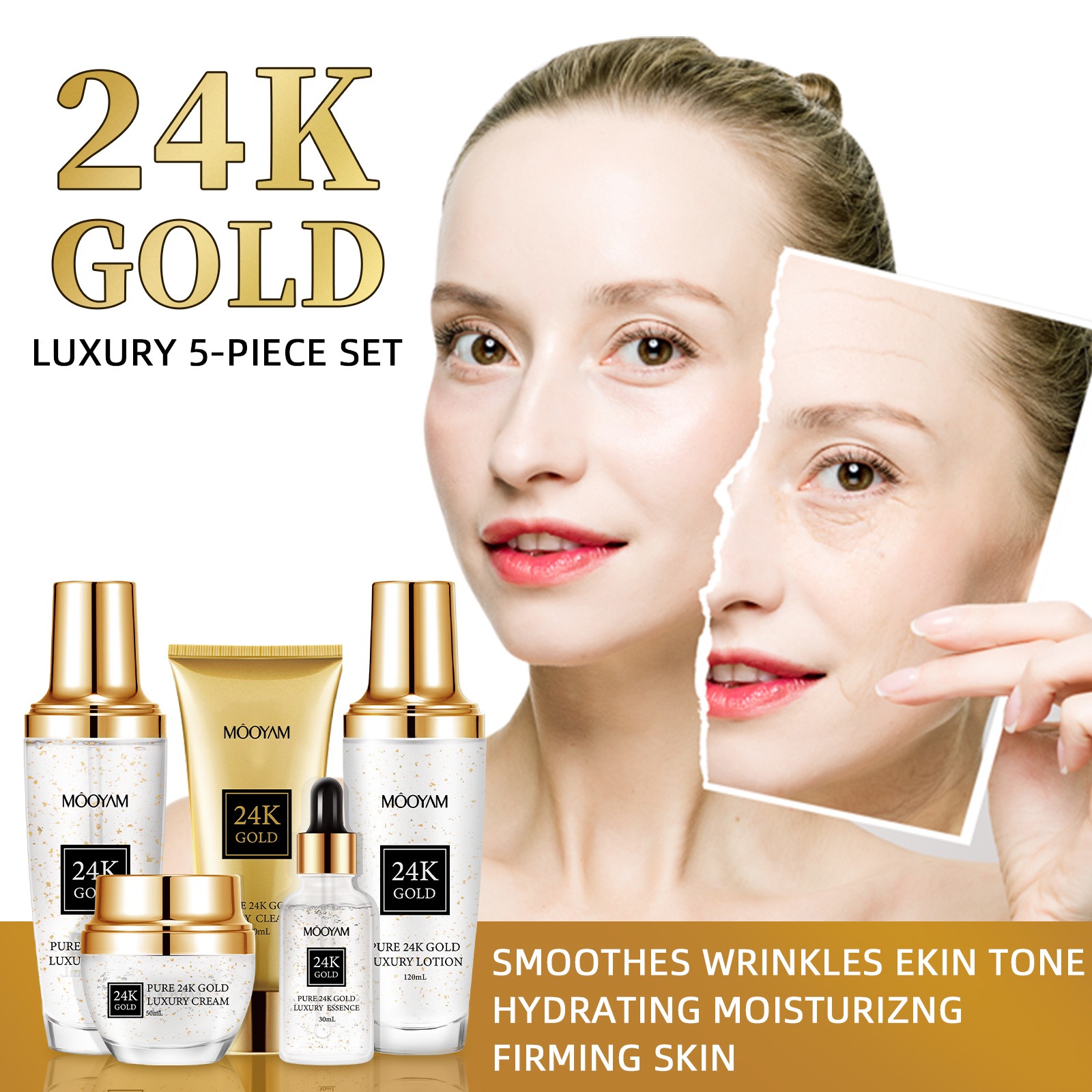 24K 골드 럭셔리 보습 안티 링클 세트 잔주름 감소  - Luxury Skincare Sets 리뷰 및 가격